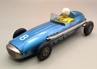 Vintage Tin Litho Friction Race Car W  Driver Made In Japan Rare