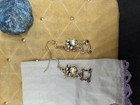 Handmade Gold Tone Cat   Paw Print Dangle drop Earrings Hook  Crystal Charm