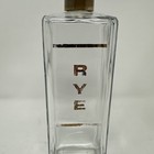 Vintage Rye Whiskey Clear Glass Liquor Bottle Decanter  Mcm Barware