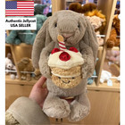 Jellycat Bashful Beige Bunny Birthday Cake Plush 31cm Soft Stuffed Toy Gift Nwt