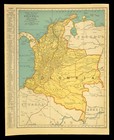 Vintage Map Of Columbia Wall Art South America Old Original Bogota 1940s