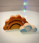 2 New  rare  Htf Wooden Sun   Cloud Stackers Accessories For Grimm   s Rainbow Toy
