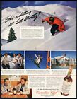 1944 Sun Valley Idaho Skiing Skier 5 Photo Canadian Club Whisky Vintage Print Ad