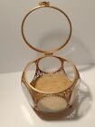 Vintage Gold Ormolu 6-sided Jewelry Casket Box  Beveled Glass Windows
