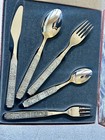 Norwegian Hardanger Bestikk Konge Tinn Pewter Viking 5 Piece Place Setting W Box