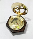 Antique Vintage Sundial Brass Pocket Compass With Wooden Box Home Decoration Pcs