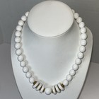 Vintage Retro Graduated White Lucite Beaded Necklace - 17    - Spring Summer Wear