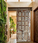 Vintage Indo Spanish Carved Solid Wood Door Rustic Farmhouse Barn Door 81x36