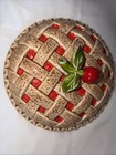 Vintage Ceramic Covered Cherry Pie Lattice Keeper Replacement Lid Only