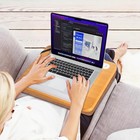 Wishacc Book Stand For Reading In Bed  Bamboo Wood Lap Reading Holder With Page