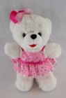Holiday Time Snowflake Teddy Bear 12  White Plush Toy Blue Dress Bow 2017