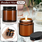 Zhehao 24 Pcs Amber Glass Candle Jars With Lids Bulk  Black