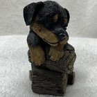 4  Tall Rottweiler On Logs Pup Living Stone Figure 1995 Vintage-make Offer  B1