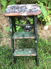 Antique Green Wooden Step Ladder Plant Stand Primitive