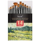 14pcs Professional Artist Nylon Paint Brushes Set For Oil Watercolor Art