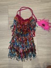 Weissman Girls Pink Sleeveless Sequin Fringe Dance Dress Costume One Size