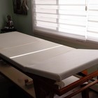 White Stationary Massage Table Faux Leather Wood Frame Adjustable Backrest