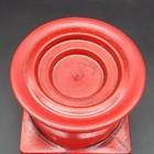 Vintage Mcm Red Porcelain Pillar Pedestal Candle Holder Made In Japan 5  Tall