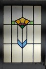 Pretty Geometric Midsize Old English Leaded Stained Glass Window 18 x 26 1 2 