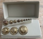 Vtg Ohaus Weight Set 12 Piece Calibration 1-500g Brass W case  pharmaceutical 