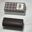 Vintage Coach Brown Leather Lipstick Case Holder With Mirror