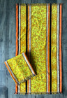 New 2  Vtg Springmaid 1970 Mcm Yellow Orange Daisy Stripe Sculptured Bath Towels
