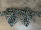 Handmade Men s Bow Tie Oversized Vintage Style Butterfly Black Green Dots Satin