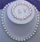 14k Real 7-8mm White Akoya  Cultured Baroque Pearl Necklace Bracelet Earring