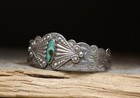 Vintage Native American Navajo Turquoise Sterling Silver Cuff Bracelet