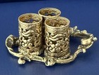 Vtg Stylebuilt Goldtone Filigree 3 Tube Lipstick Holder Hollywood regency Style