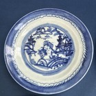 6 Antique Chinese Export Porcelain Canton Plates Blue   White 6  Plates