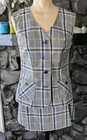 Vtg 60s Bobby Brooks Set Scooter Skirt Vest Navy Yellow Plaid Koratron Sz 3 5