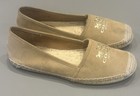 Coach New York Flat Shoes Tan Gold Emblem Suede rope Women Size 7 5 B