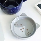 Ceramic Cat Mug   Cat Cup   Tea Coffee Mug With Lid   Handmade Mug   Navy 