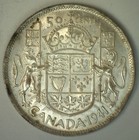1941 Canada Silver 50 Cents Coin Au 50c Canadian Half Dollar Almost Uncirculated
