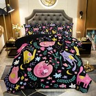 Floral Cat Comforter Twin Size black Cats Bedding Set For Kids Teens Girls 3p   