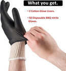 Bbq Gloves 2 Cotton Glove Liners And 50 Disposable Nitrile For Cooking Baking Gr