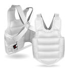 Wkf Style White Gear Head Gloves Shin And Instep Chest Guard Karate Sparring Set
