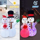 7ft Christmas Snowman Inflatables With Rotating Colorful Led Light And Red Le   