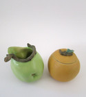 Patricia Garrett California Artpottery Apple   Orange Cream   Sugar Bowl
