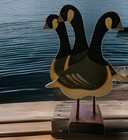 Vintage Folk Art Goose Geese Flock Wooden Hand Painted 