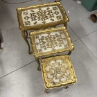 3 Florentine Nesting Tables Gold Wood Mcm Hollywood Regency Vintage Italy