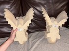 Pair Gothic Winged Gargoyle Wall Mount Hollow Tan Resin 14    X 10   
