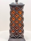 Vintage Baroque Style Dark Amber Caged Bubble Glass Jar canister W  Lid Heavy