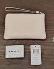 Genuine Coach Crossgrain Leather Small Corner Zip Wristlet  Chalk  58032 
