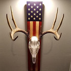 European Mount Skull Hanger  Usa Flag Decor Hooker Pedestal  Deer Antler Moun   