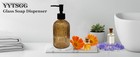 Bla Pump Glass Soap Dispenser  13 5oz Brown Stripe Counter Refillable