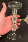 Vintage Czech Art Glass Candlestick Textured Bubble Stem        glass Studio Roubek 