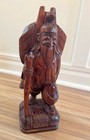Large Vintage Asian Wood Carved Statue Old Man 13   