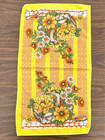 Vintage Kitchen Towel 70s Retro Floral Daisy Basket Cotton Yellow Orange Sun Dri